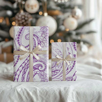 Polynesia Plumeria Lei Wrapping Paper White Violet Curves Motif