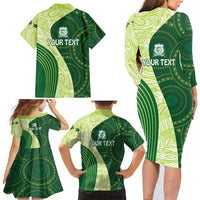 Fiji Ballantine Memorial High School Personalised Family Matching Long Sleeve Bodycon Dress and Hawaiian Shirt Masi Tapa Mix Plumeria LT7 - Polynesian Pride