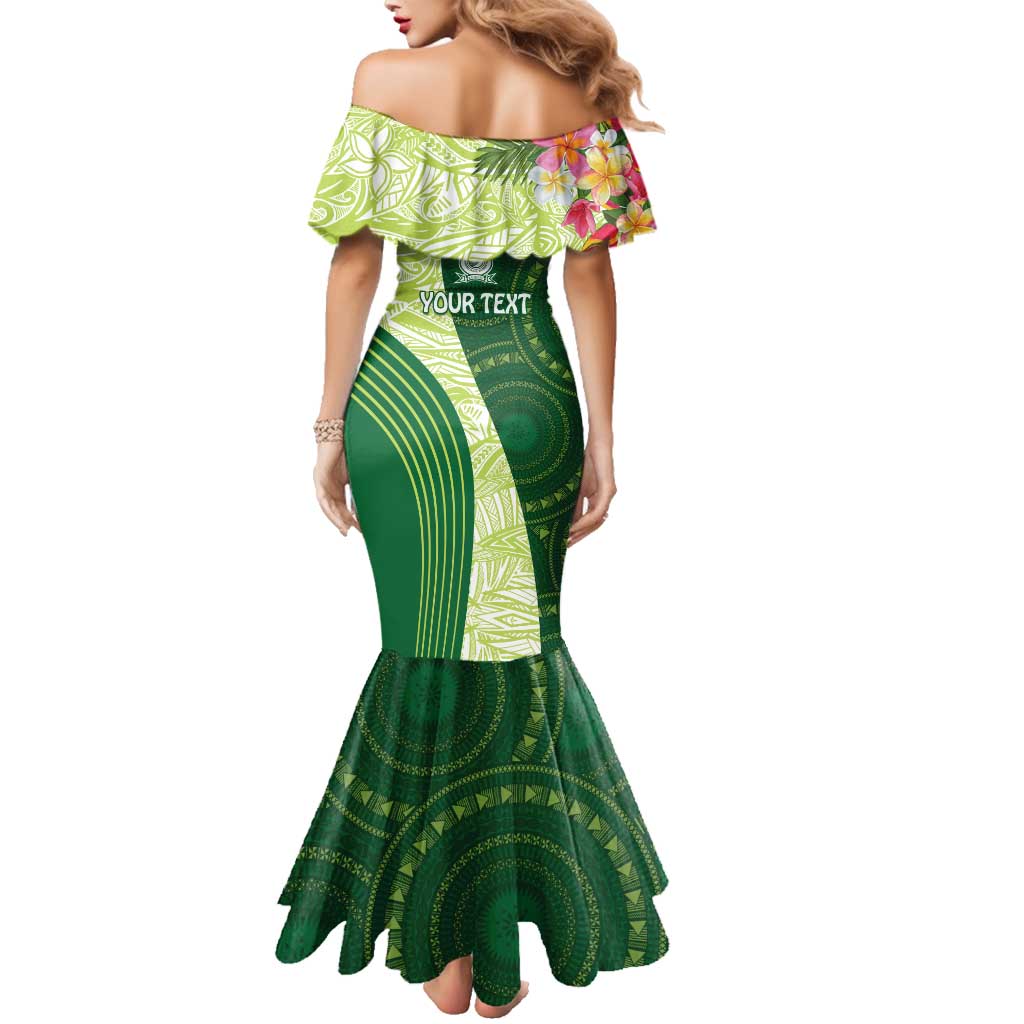Fiji Ballantine Memorial High School Personalised Family Matching Mermaid Dress and Hawaiian Shirt Masi Tapa Mix Plumeria LT7 - Polynesian Pride