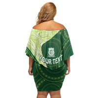 Fiji Ballantine Memorial High School Personalised Family Matching Off Shoulder Short Dress and Hawaiian Shirt Masi Tapa Mix Plumeria