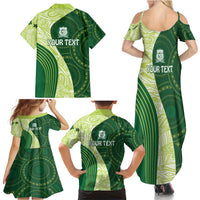 Fiji Ballantine Memorial High School Personalised Family Matching Summer Maxi Dress and Hawaiian Shirt Masi Tapa Mix Plumeria