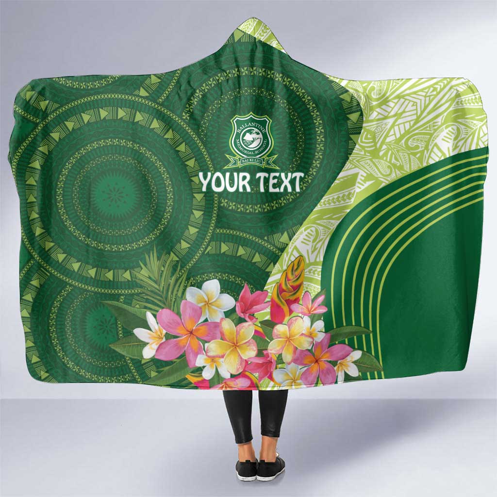 Fiji Ballantine Memorial High School Personalised Hooded Blanket Masi Tapa Mix Plumeria