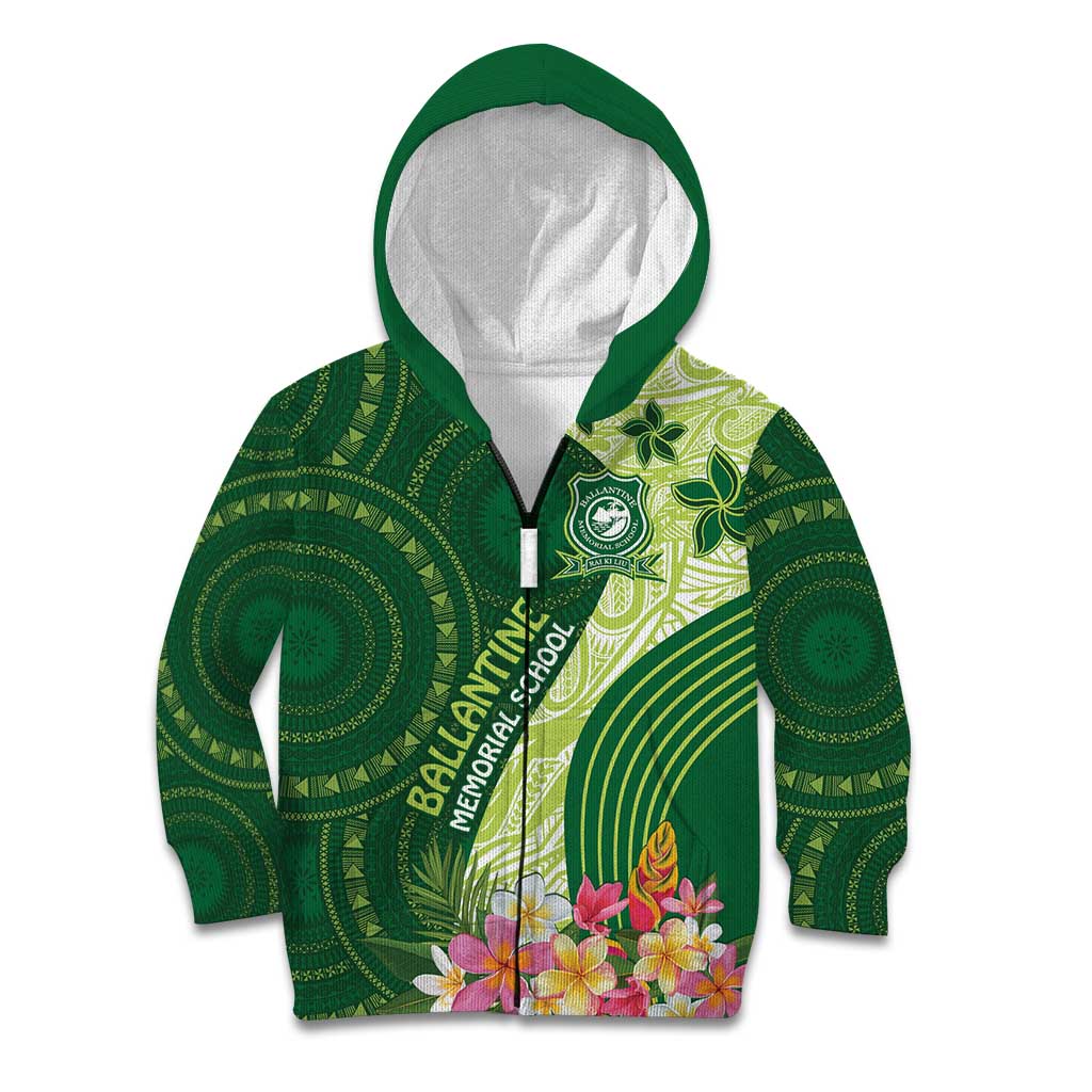Fiji Ballantine Memorial High School Personalised Kid Hoodie Masi Tapa Mix Plumeria