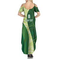 Fiji Ballantine Memorial High School Personalised Summer Maxi Dress Masi Tapa Mix Plumeria