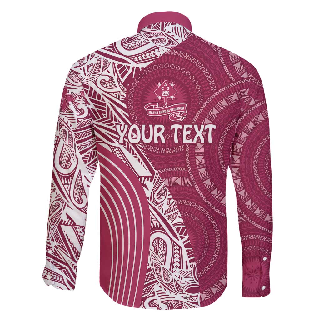 Fiji Adi Cakobau School Personalised Family Matching Long Sleeve Bodycon Dress and Hawaiian Shirt Masi Tapa Mix Plumeria LT7 - Polynesian Pride