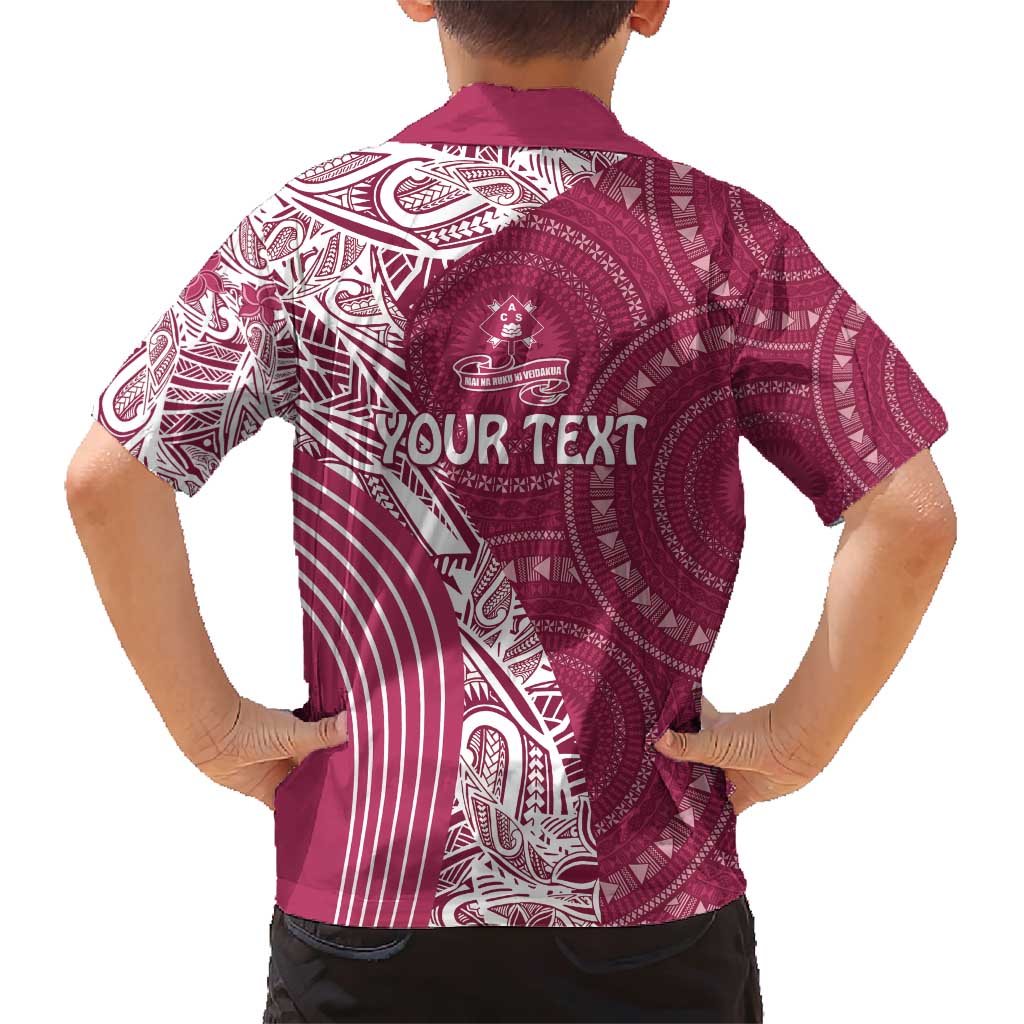 Fiji Adi Cakobau School Personalised Family Matching Short Sleeve Bodycon Dress and Hawaiian Shirt Masi Tapa Mix Plumeria LT7 - Polynesian Pride