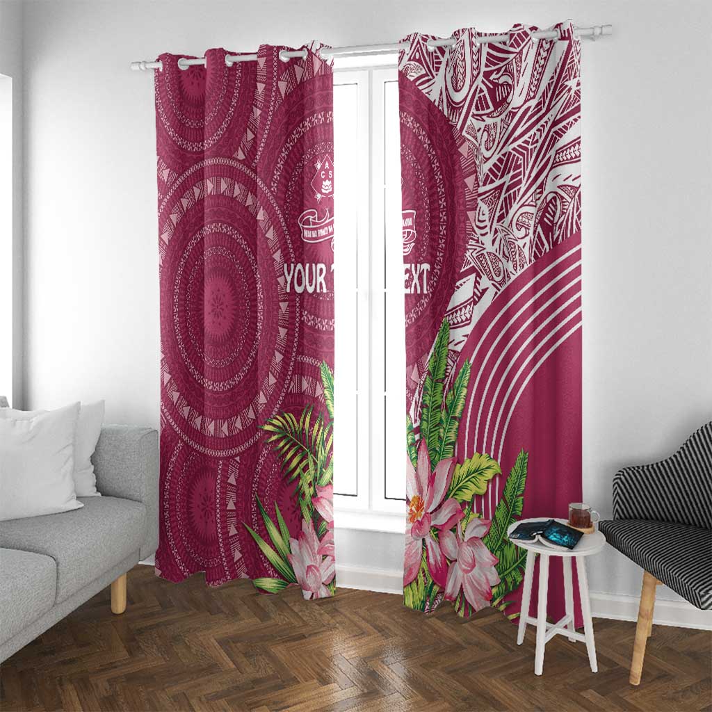 Fiji Adi Cakobau School Personalised Window Curtain Masi Tapa Mix Plumeria
