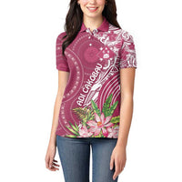 Fiji Adi Cakobau School Personalised Women Polo Shirt Masi Tapa Mix Plumeria