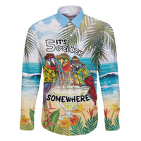 It's 5 o'clock Somewhere Family Matching Off The Shoulder Long Sleeve Dress and Hawaiian Shirt Beach Party - Polynesian Pride