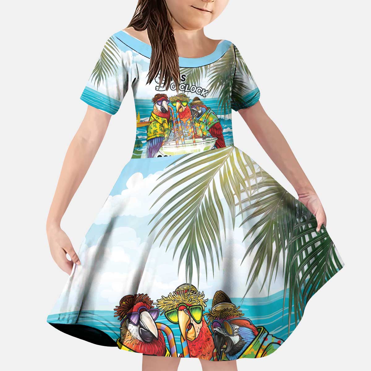 It's 5 o'clock Somewhere Kid Short Sleeve Dress Beach Party - Polynesian Pride