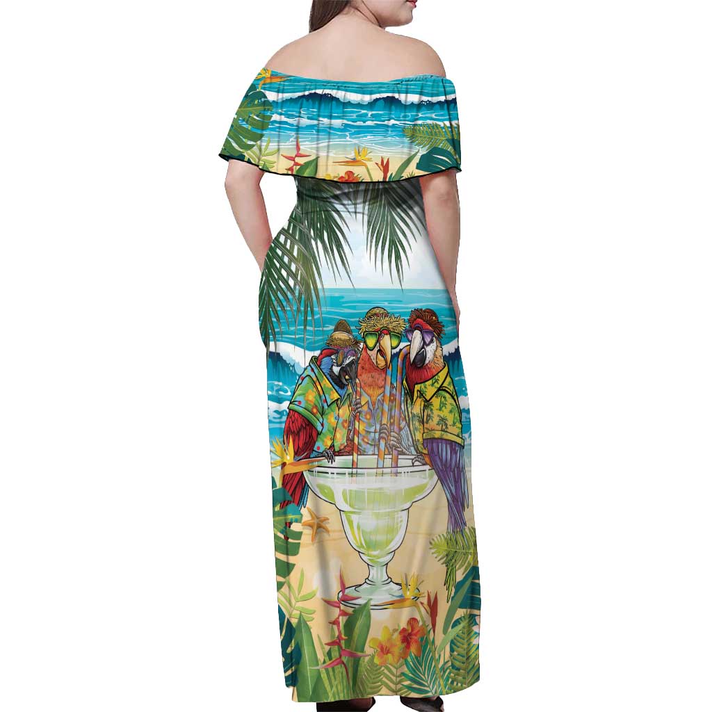 It's 5 o'clock Somewhere Off Shoulder Maxi Dress Beach Party - Polynesian Pride