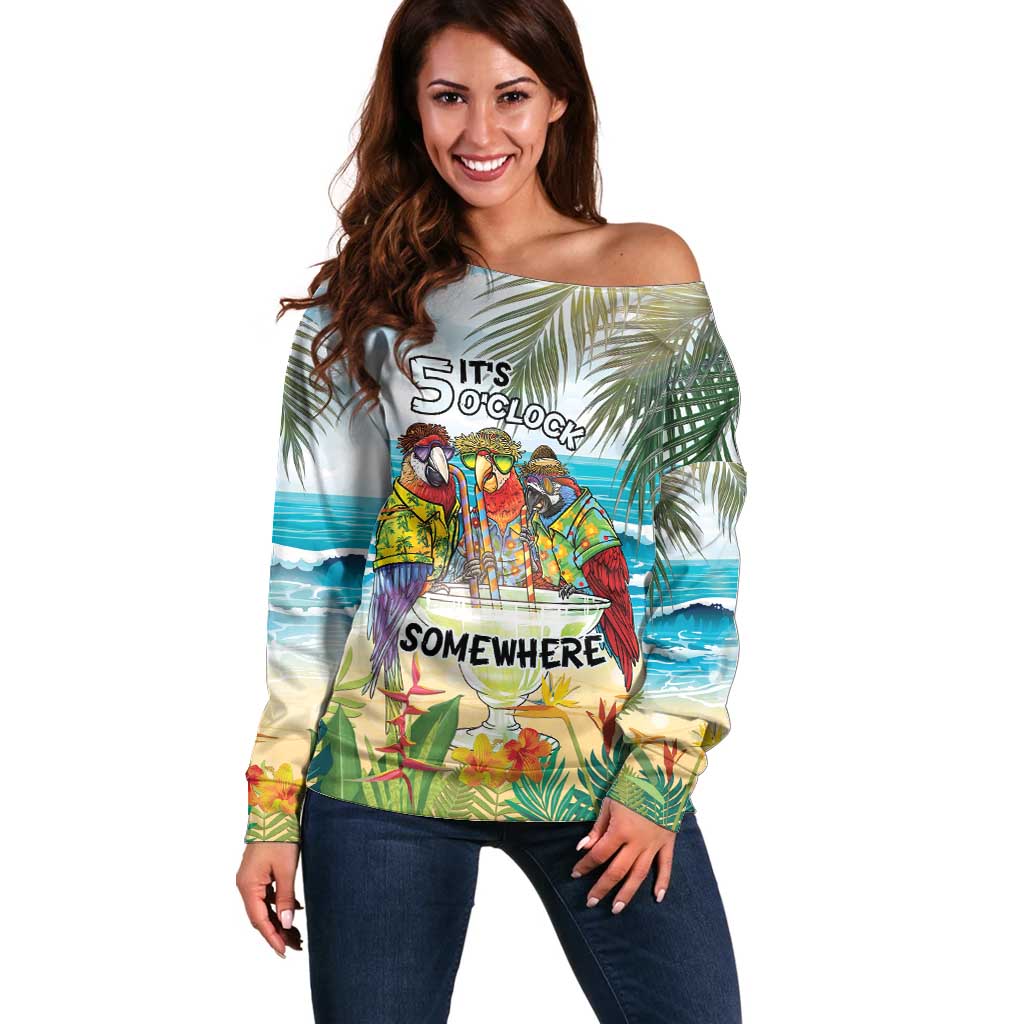 It's 5 o'clock Somewhere Off Shoulder Sweater Beach Party - Polynesian Pride