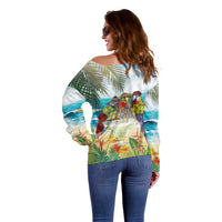 It's 5 o'clock Somewhere Off Shoulder Sweater Beach Party - Polynesian Pride