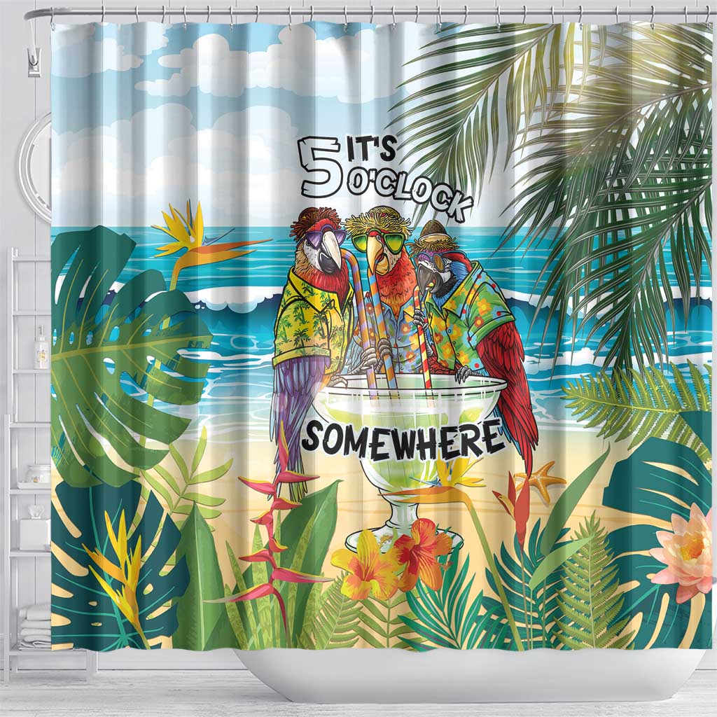 It's 5 o'clock Somewhere Shower Curtain Beach Party - Polynesian Pride