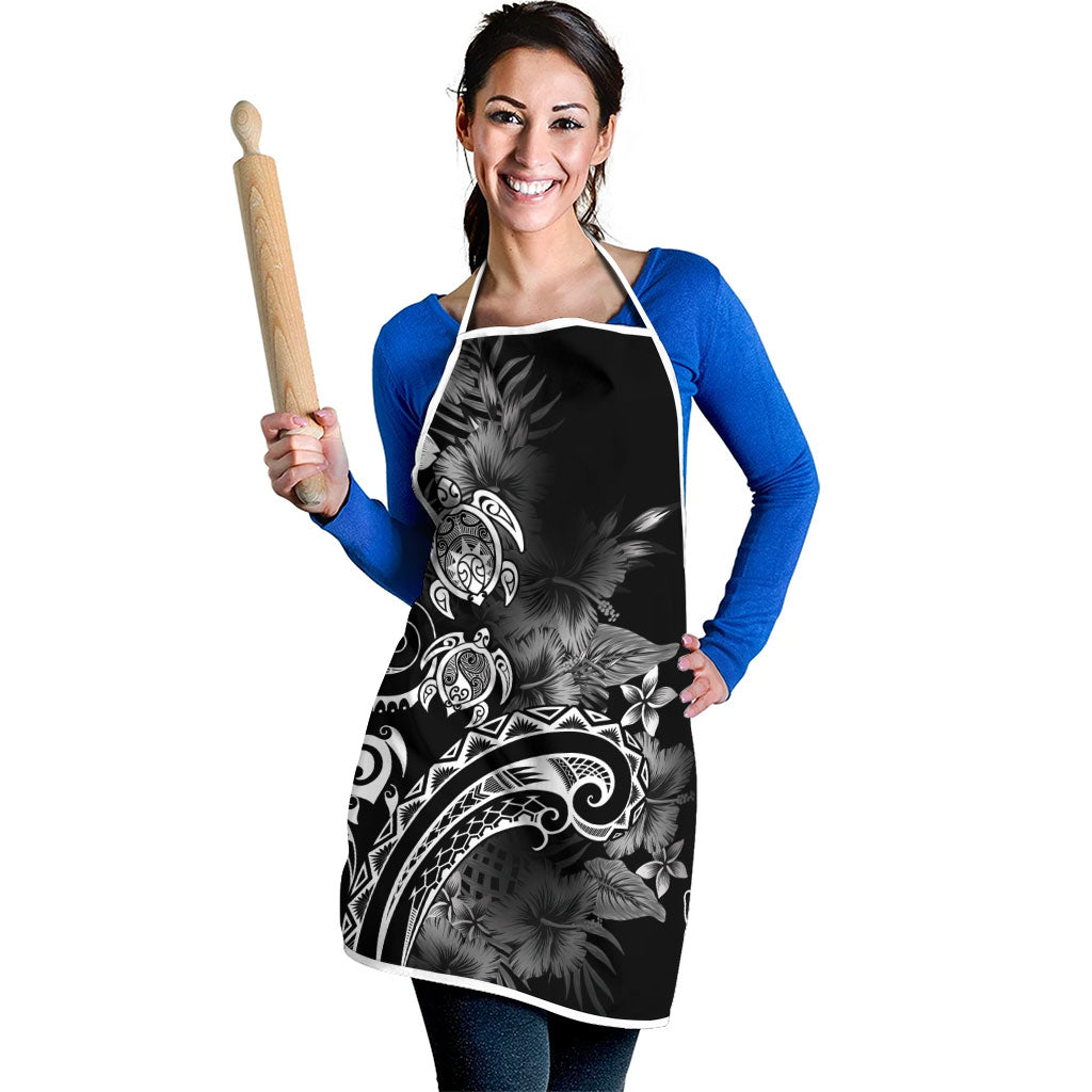 Aloha Hawaii Turtles Floral Apron Obsidian Glaze