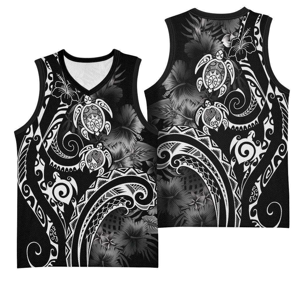 Aloha Hawaii Turtles Floral Basketball Jersey Obsidian Glaze
