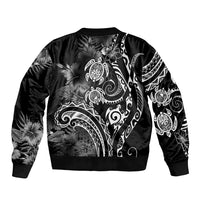 Aloha Hawaii Turtles Floral Bomber Jacket Obsidian Glaze