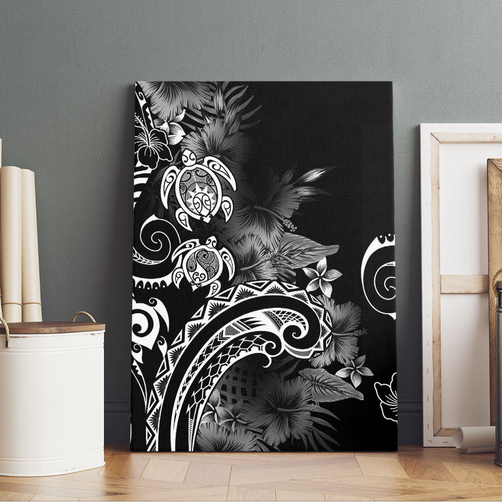 Aloha Hawaii Turtles Floral Canvas Wall Art Obsidian Glaze