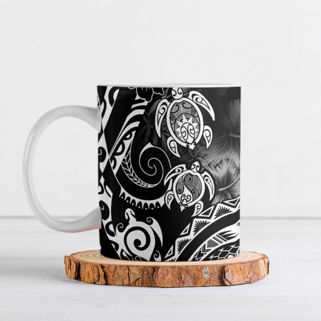 Aloha Hawaii Turtles Floral Ceramic Mug Obsidian Glaze