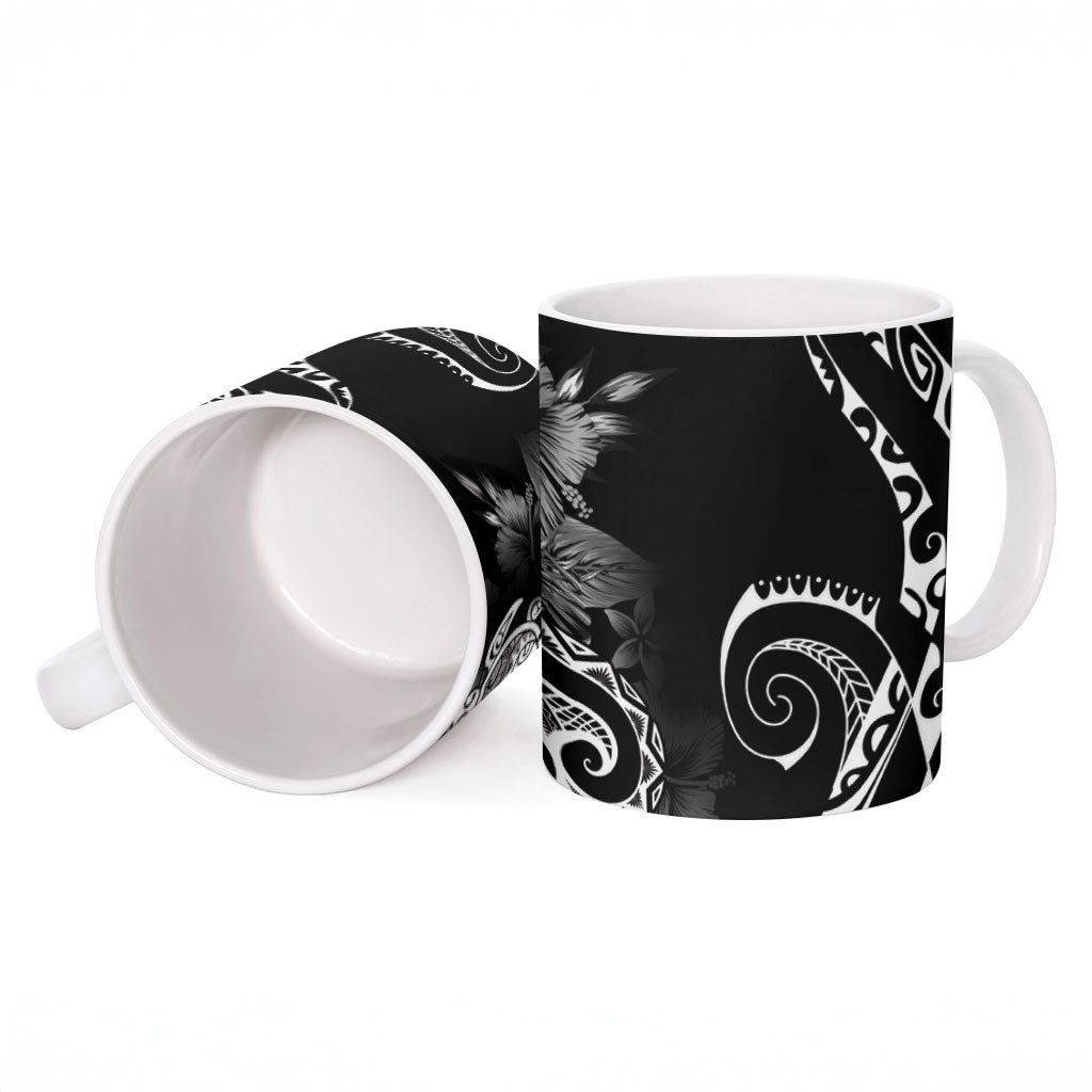 Aloha Hawaii Turtles Floral Ceramic Mug Obsidian Glaze