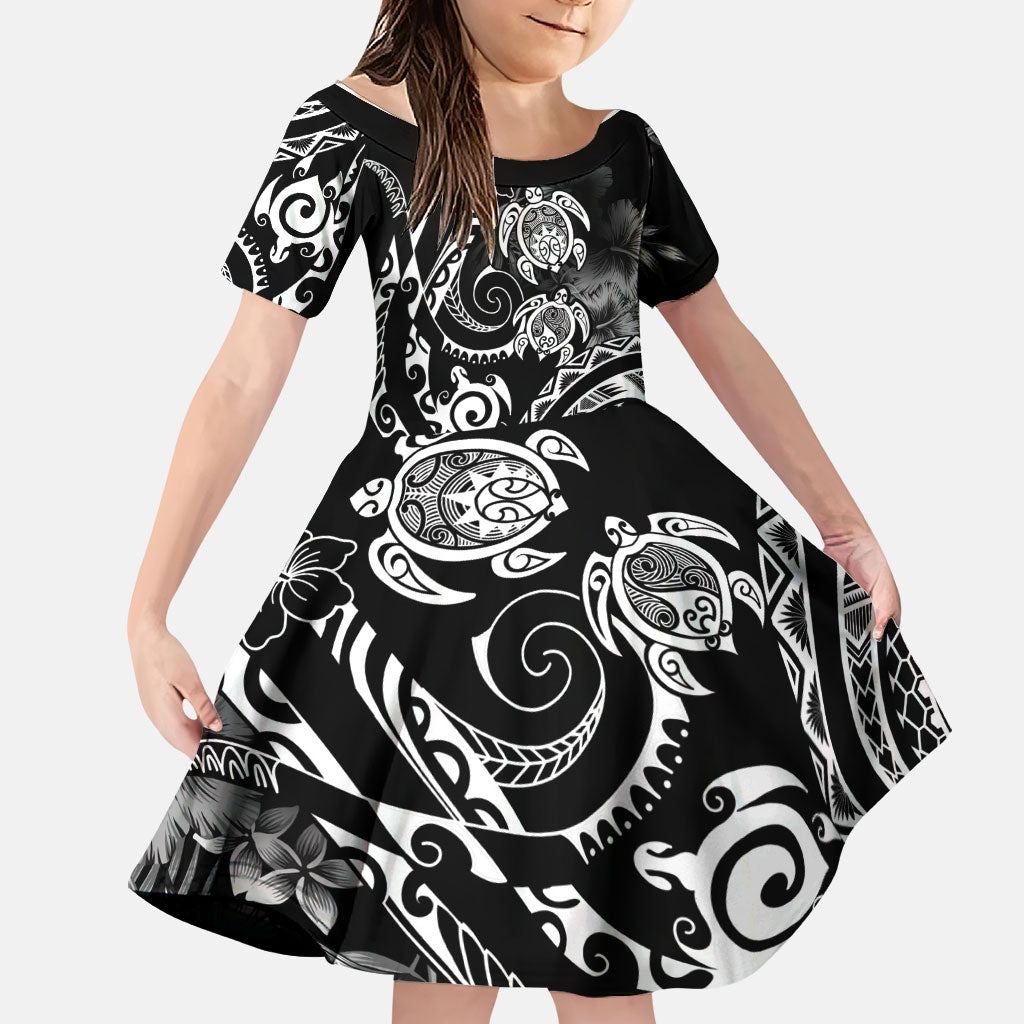 Aloha Hawaii Turtles Floral Family Matching Off Shoulder Maxi Dress and Hawaiian Shirt Obsidian Glaze