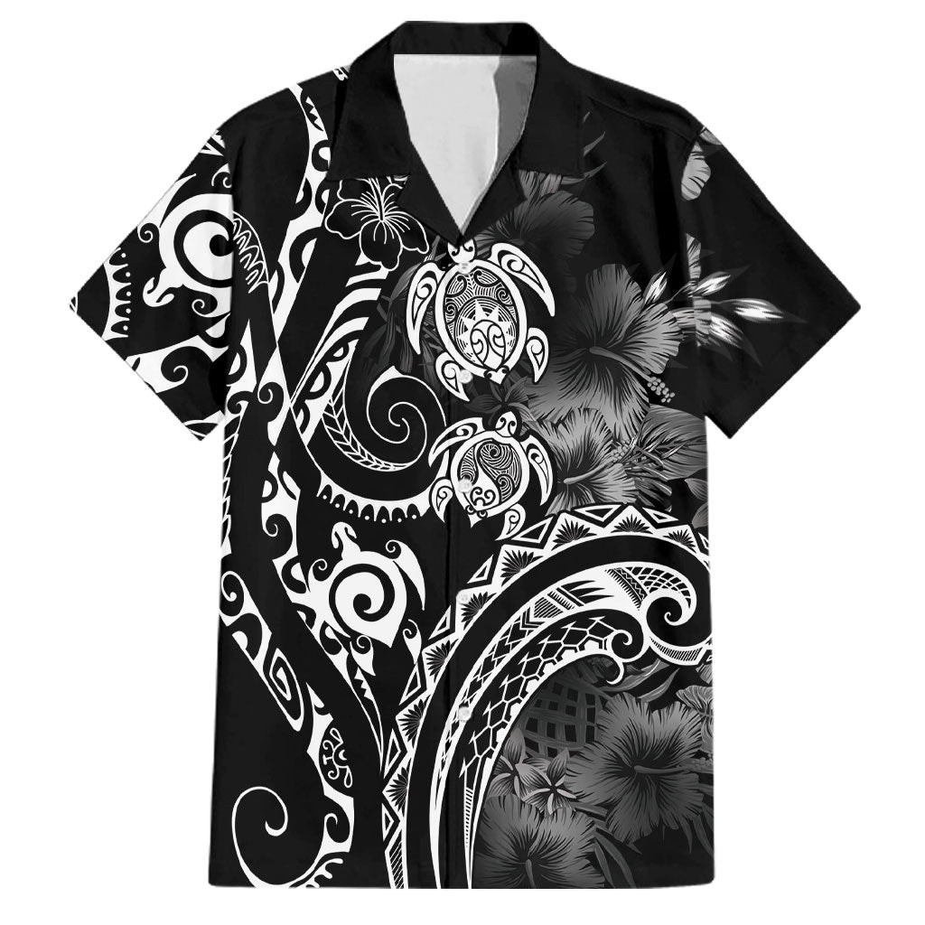 Aloha Hawaii Turtles Floral Family Matching Tank Maxi Dress and Hawaiian Shirt Obsidian Glaze