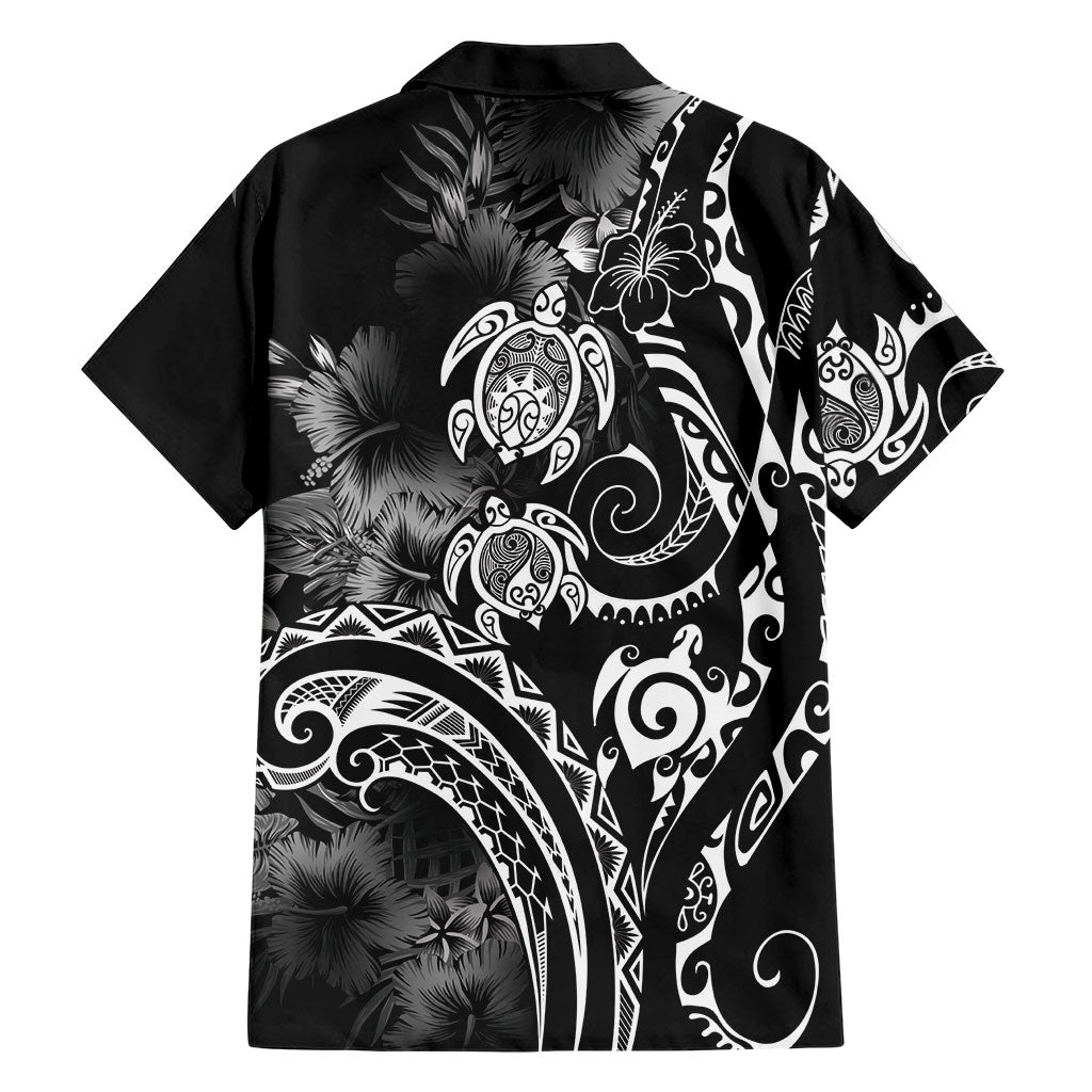 Aloha Hawaii Turtles Floral Family Matching Tank Maxi Dress and Hawaiian Shirt Obsidian Glaze