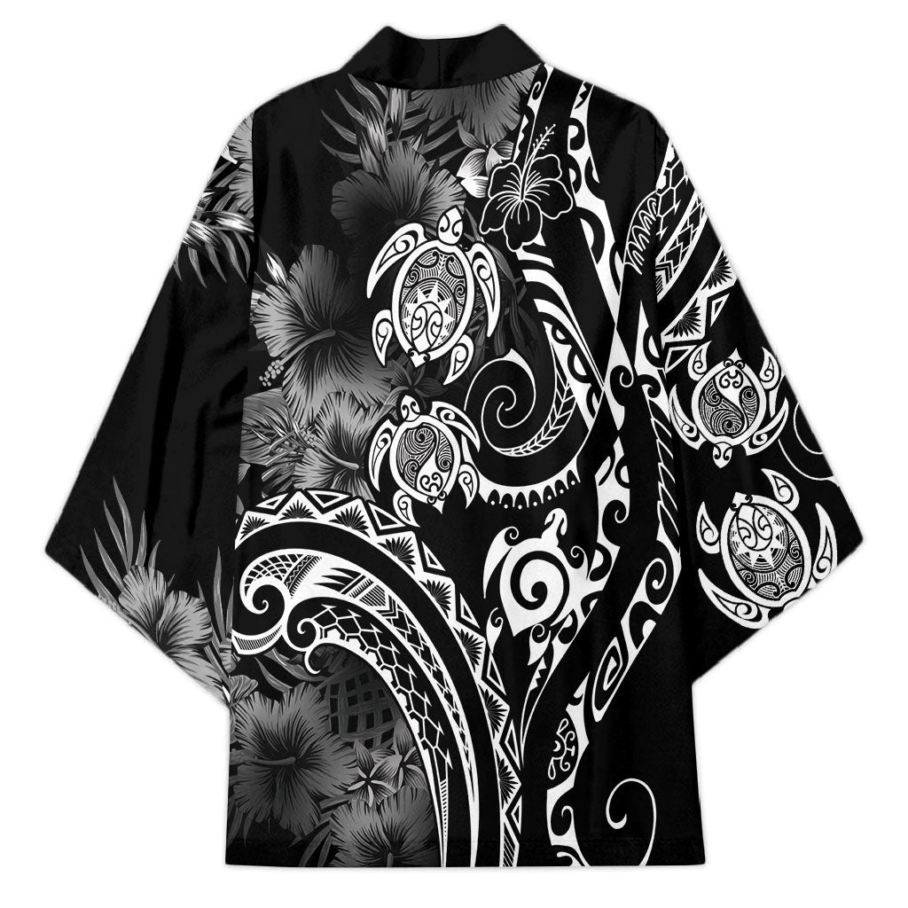 Aloha Hawaii Turtles Floral Kimono Obsidian Glaze
