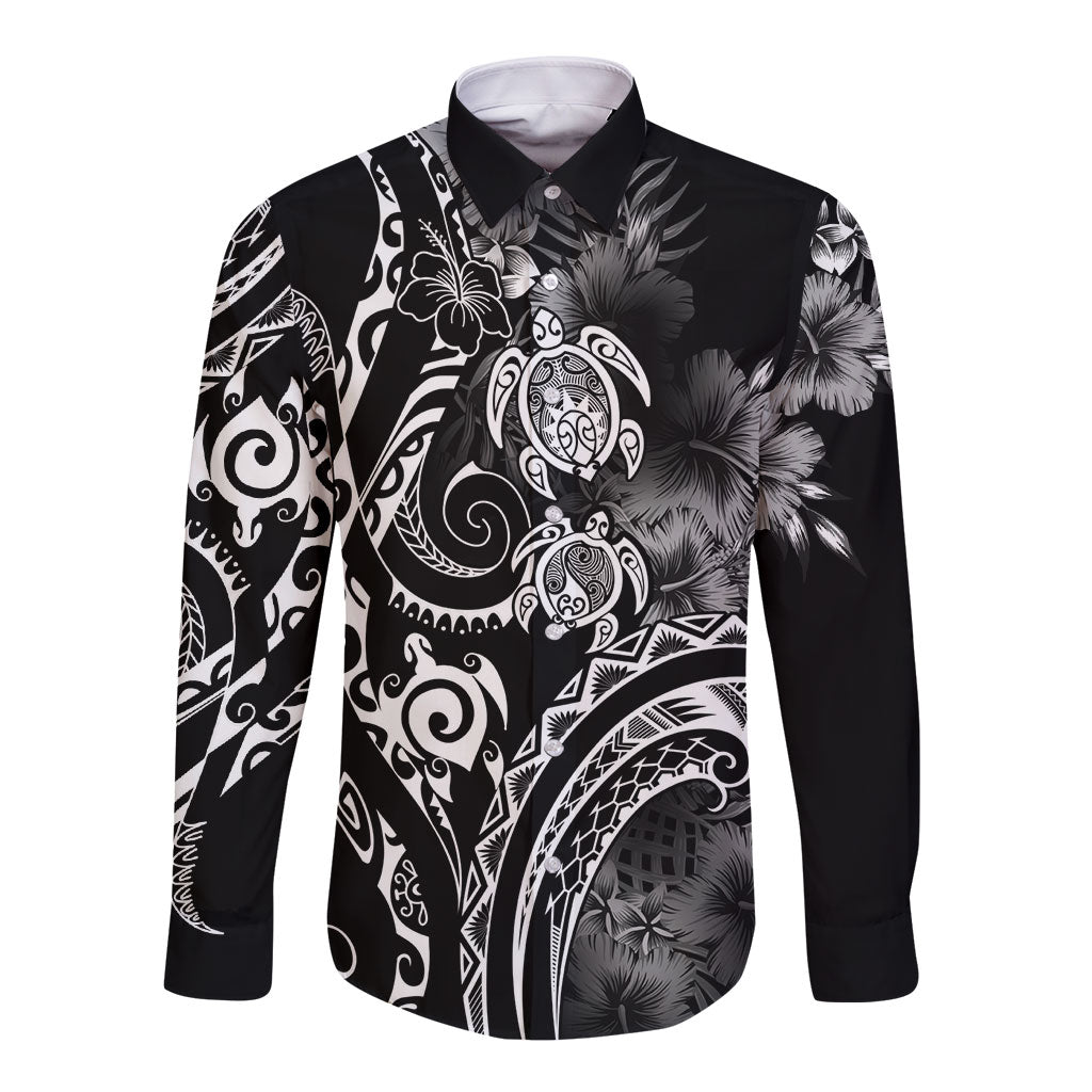 Aloha Hawaii Turtles Floral Long Sleeve Button Shirt Obsidian Glaze