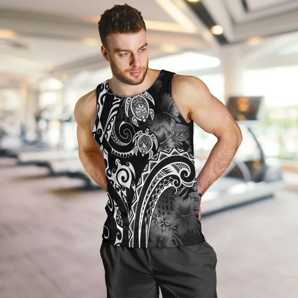 Aloha Hawaii Turtles Floral Men Tank Top Obsidian Glaze