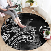 Aloha Hawaii Turtles Floral Round Carpet Obsidian Glaze