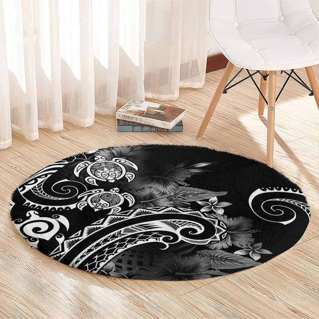 Aloha Hawaii Turtles Floral Round Carpet Obsidian Glaze