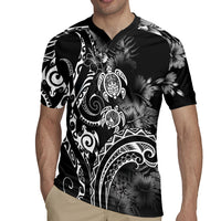 Aloha Hawaii Turtles Floral Rugby Jersey Obsidian Glaze