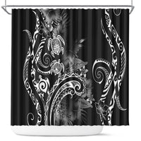 Aloha Hawaii Turtles Floral Shower Curtain Obsidian Glaze