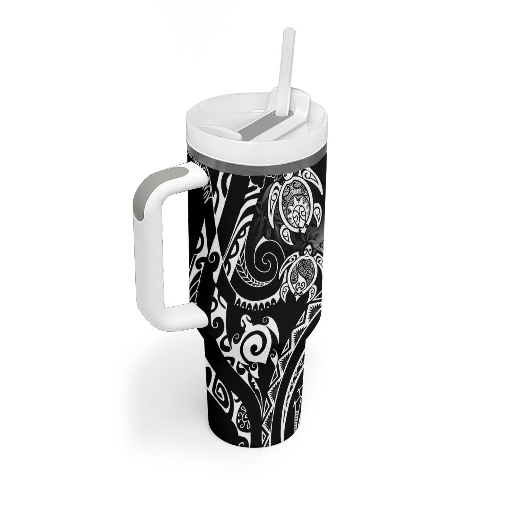 Aloha Hawaii Turtles Floral Tumbler With Handle Obsidian Glaze