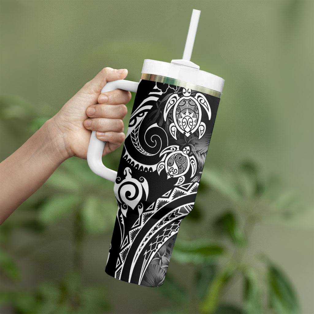Aloha Hawaii Turtles Floral Tumbler With Handle Obsidian Glaze