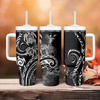 Aloha Hawaii Turtles Floral Tumbler With Handle Obsidian Glaze