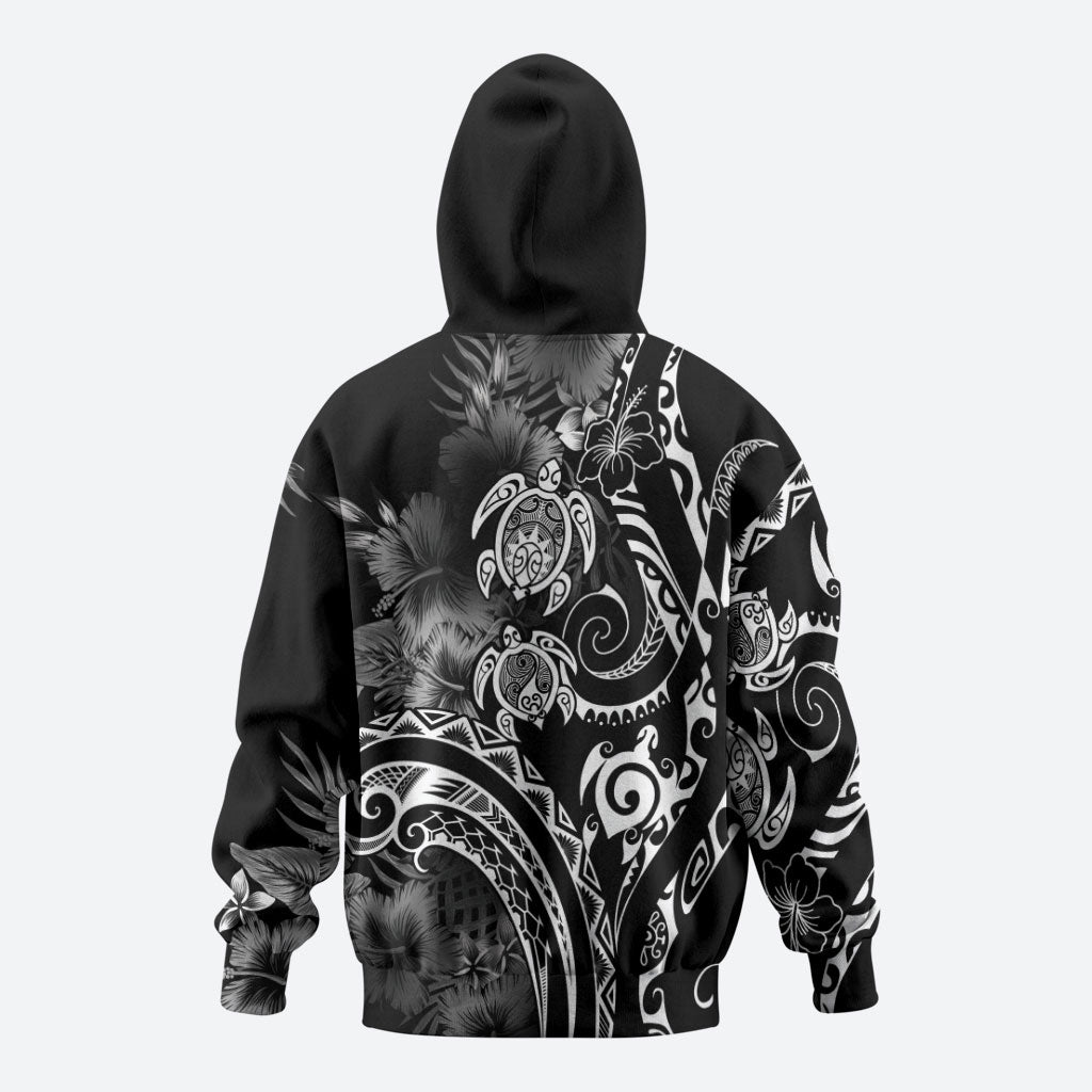 Aloha Hawaii Turtles Floral Zip Hoodie Obsidian Glaze