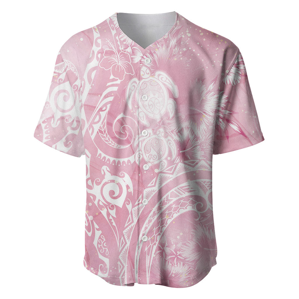 Aloha Hawaii Turtles Floral Baseball Jersey Pink Marbles Glaze