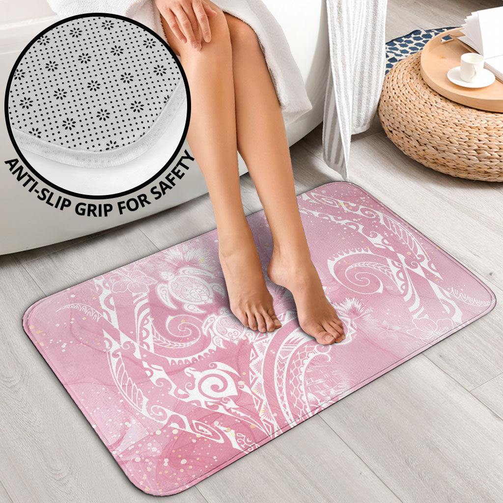 Aloha Hawaii Turtles Floral Bathroom Set Pink Marbles Glaze