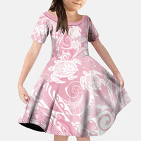Aloha Hawaii Turtles Floral Family Matching Mermaid Dress and Hawaiian Shirt Pink Marbles Glaze