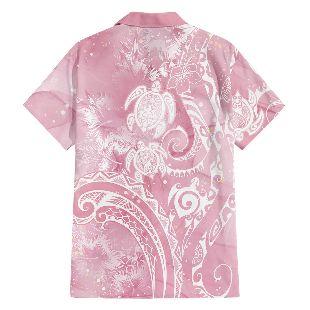 Aloha Hawaii Turtles Floral Family Matching Mermaid Dress and Hawaiian Shirt Pink Marbles Glaze
