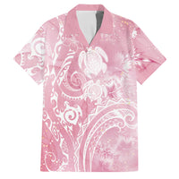 Aloha Hawaii Turtles Floral Family Matching Off Shoulder Maxi Dress and Hawaiian Shirt Pink Marbles Glaze