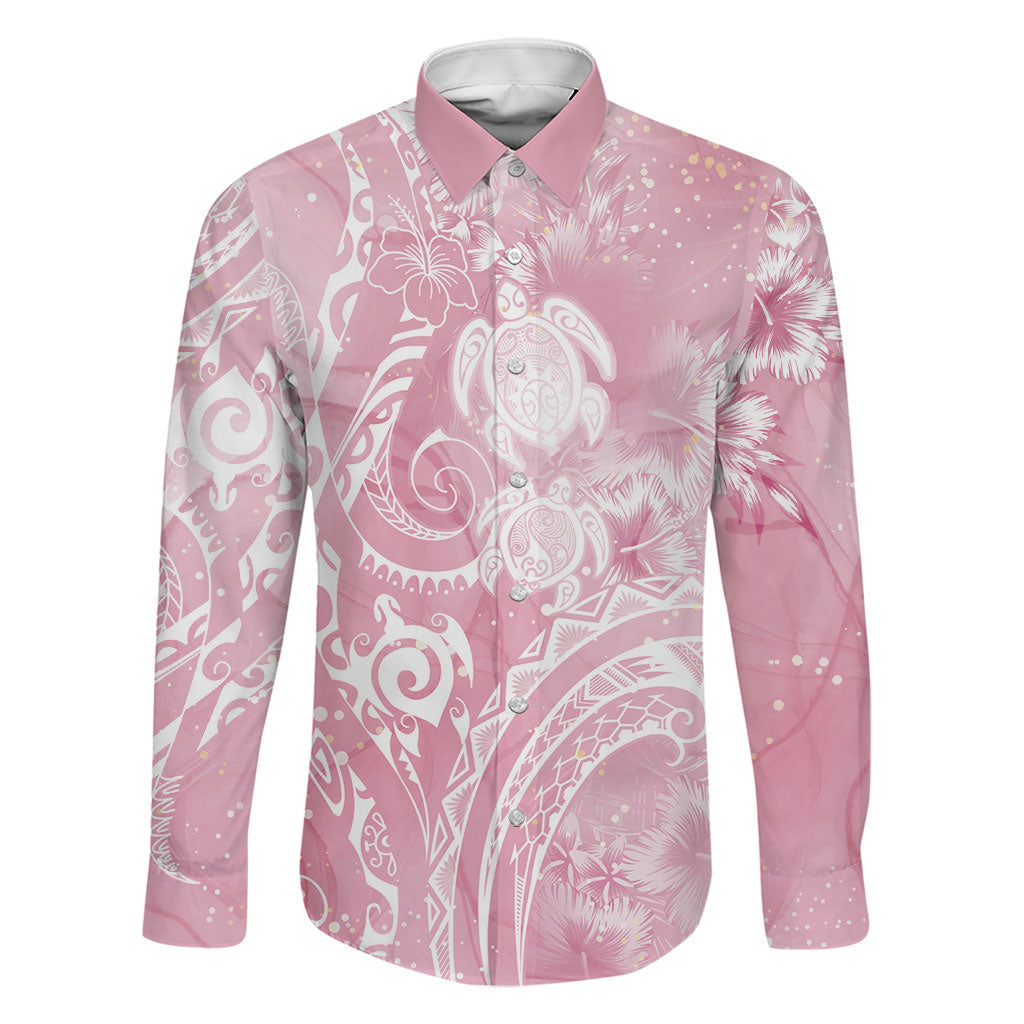 Aloha Hawaii Turtles Floral Family Matching Summer Maxi Dress and Hawaiian Shirt Pink Marbles Glaze