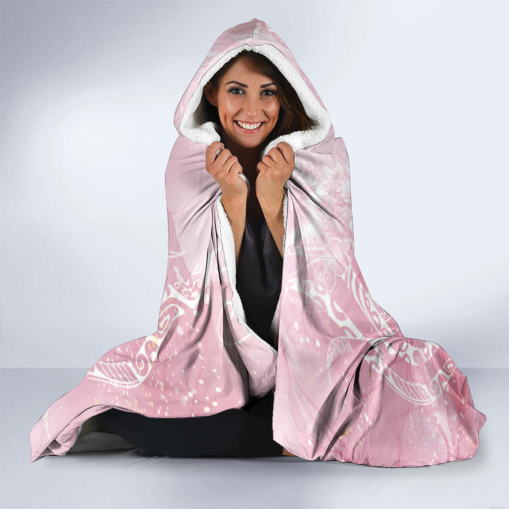 Aloha Hawaii Turtles Floral Hooded Blanket Pink Marbles Glaze