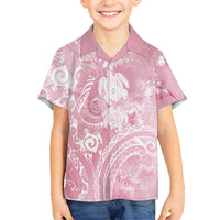 Aloha Hawaii Turtles Floral Kid Hawaiian Shirt Pink Marbles Glaze