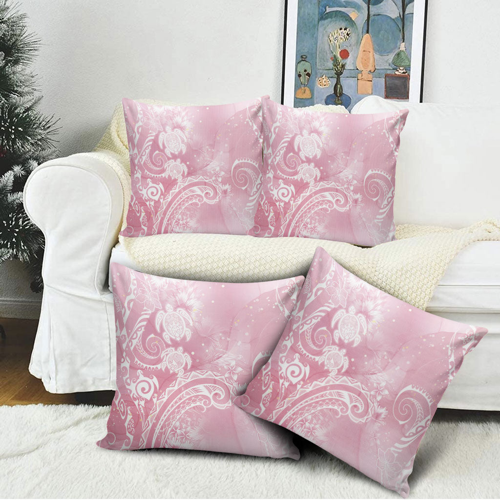 Aloha Hawaii Turtles Floral Pillow Cover Pink Marbles Glaze