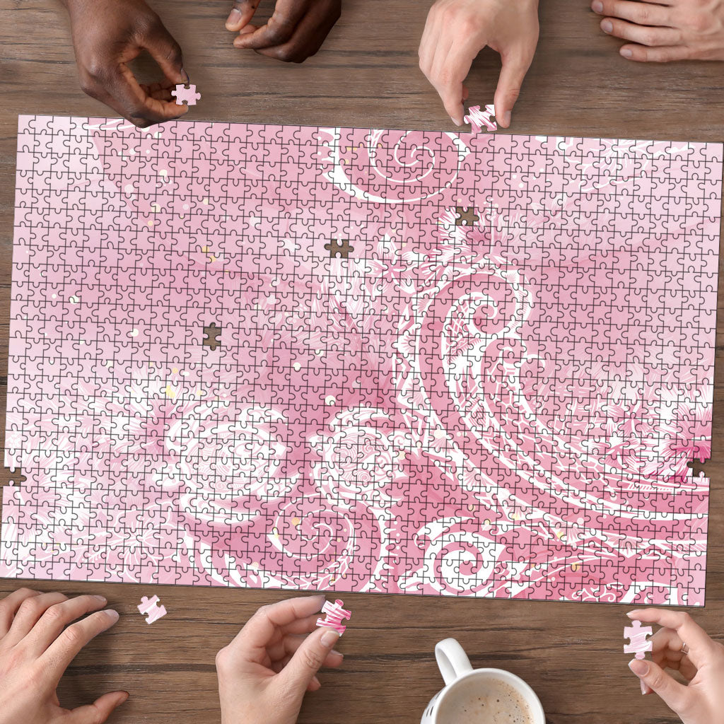 Aloha Hawaii Turtles Floral Puzzle Pink Marbles Glaze