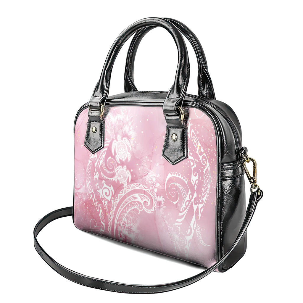 Aloha Hawaii Turtles Floral Shoulder Handbag Pink Marbles Glaze