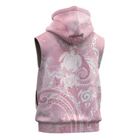 Aloha Hawaii Turtles Floral Sleeveless Zip Hoodie Pink Marbles Glaze